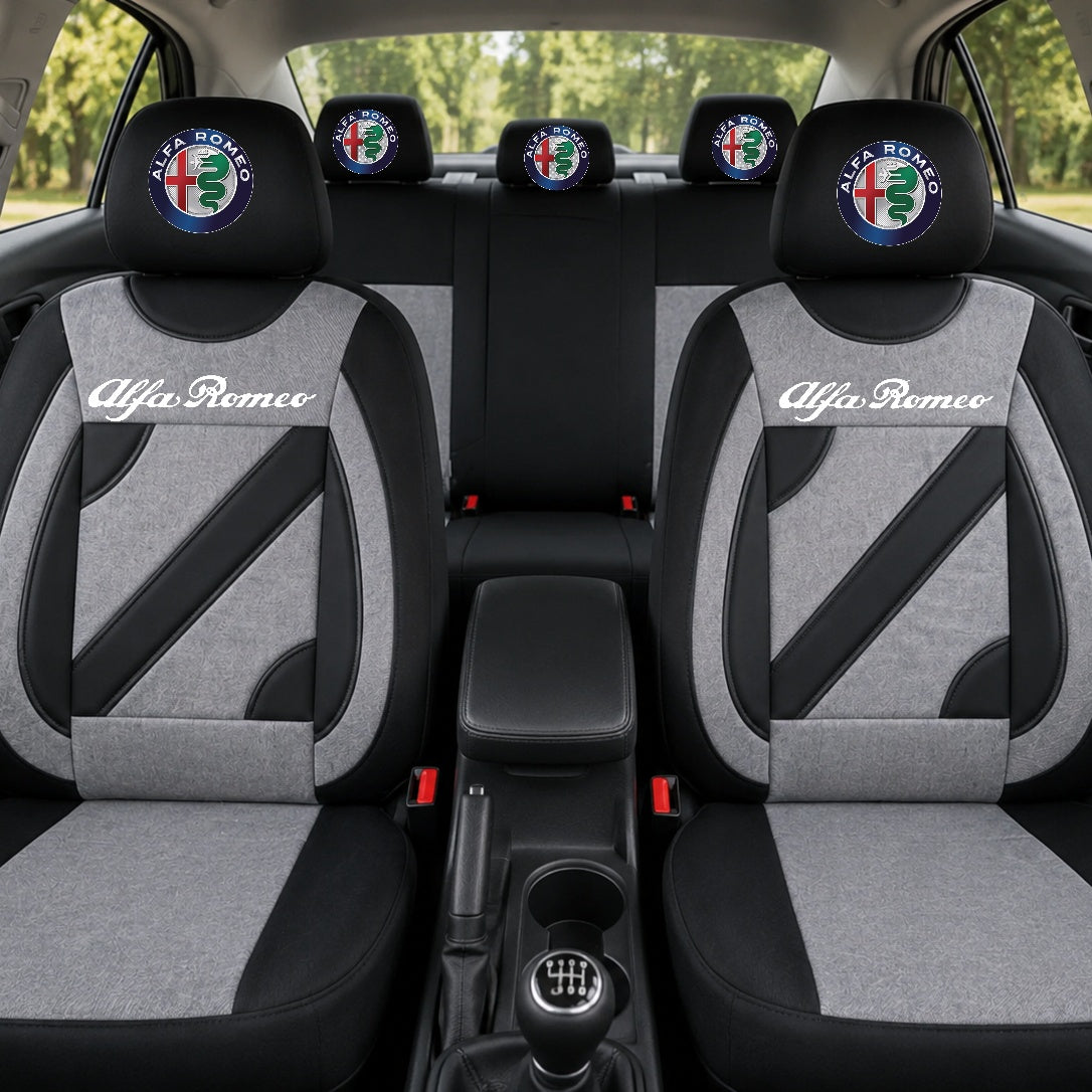 Set Huse Scaune Universale Nero Gri Personalizate cu Alfa Romeo
