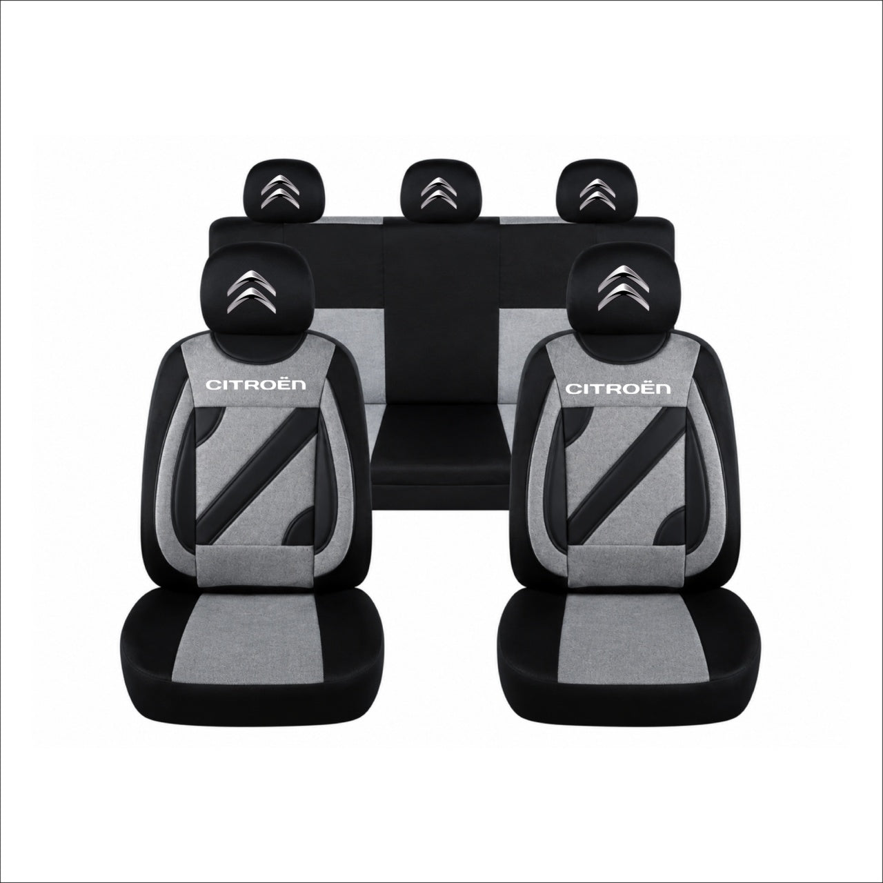 Set Huse Scaune Universale Nero Gri Personalizate cu Citroen