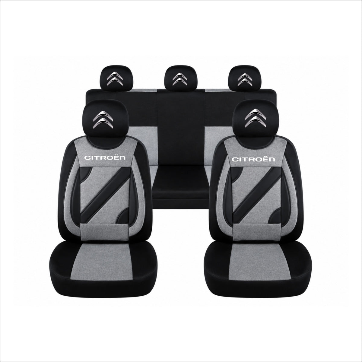 Set Huse Scaune Universale Nero Gri Personalizate cu Citroen
