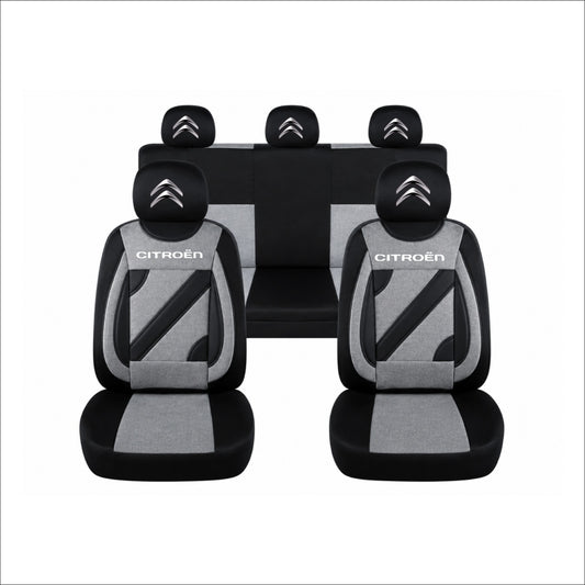 Set Huse Scaune Universale Nero Gri Personalizate cu Citroen