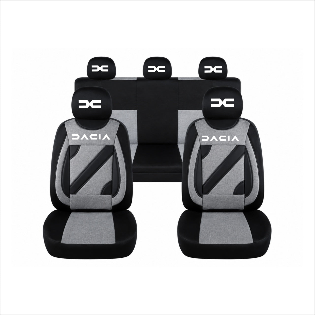Set Huse Scaune Universale Nero Gri Personalizate cu Dacia Nou