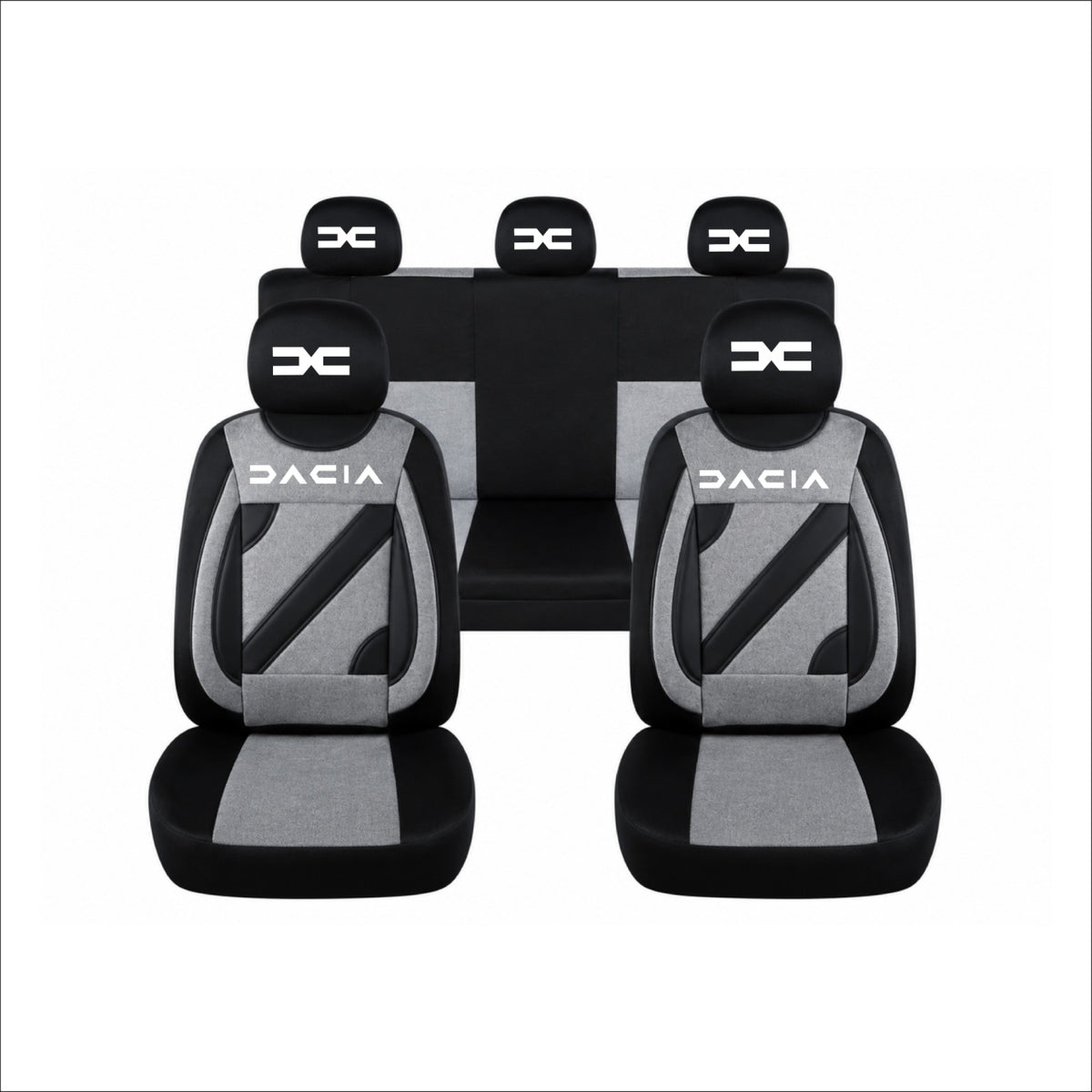Set Huse Scaune Universale Nero Gri Personalizate cu Dacia Nou