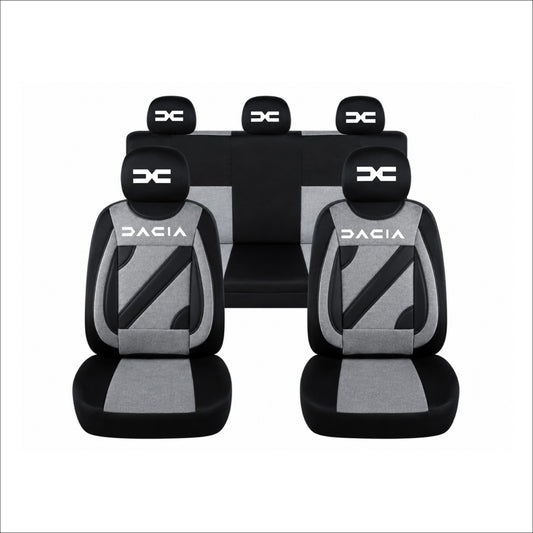 Set Huse Scaune Universale Nero Gri Personalizate cu Dacia Nou