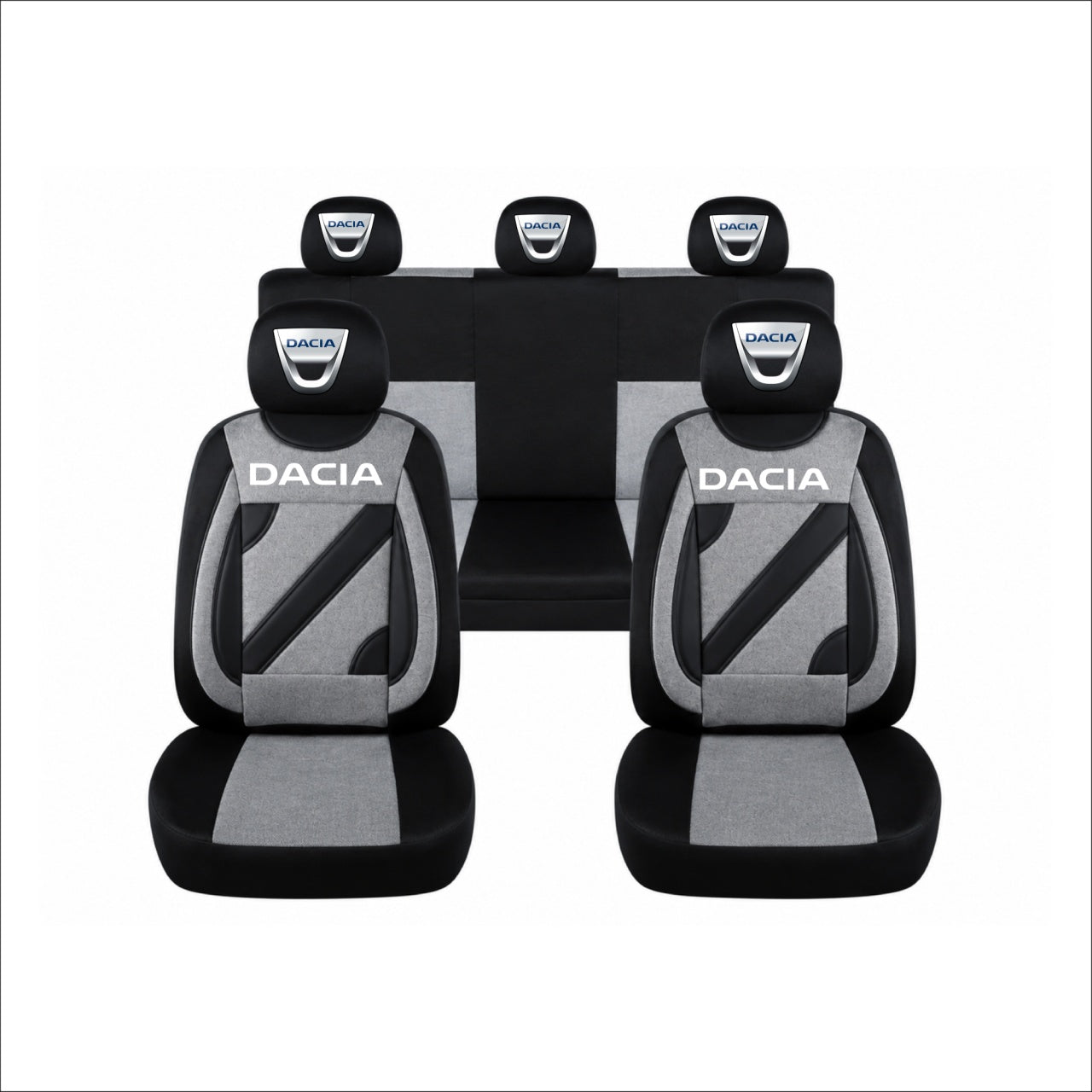Set Huse Scaune Universale Nero Gri Personalizate cu Dacia