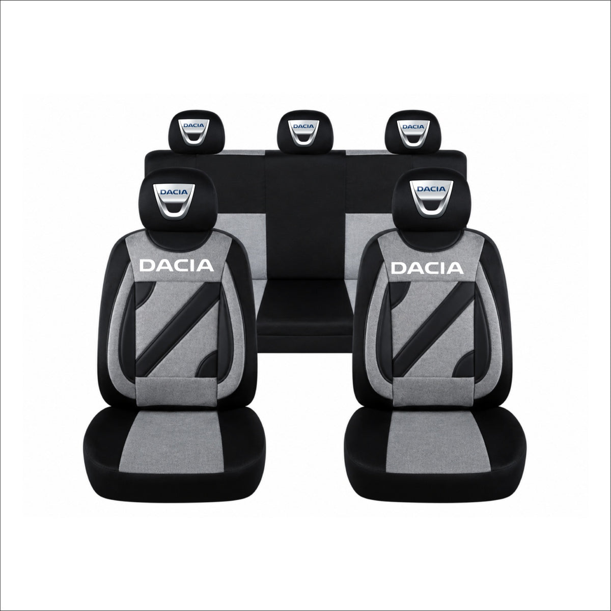 Set Huse Scaune Universale Nero Gri Personalizate cu Dacia