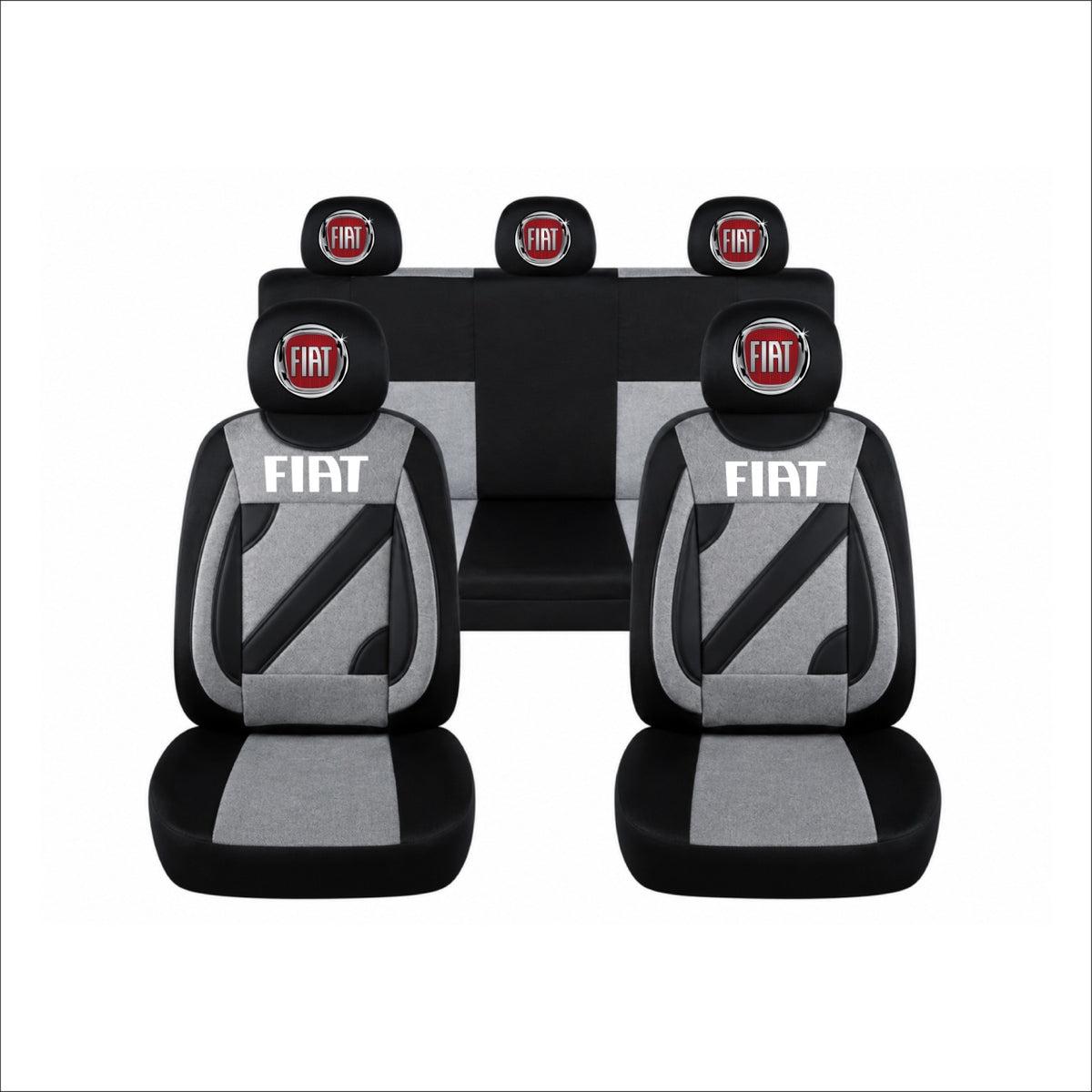 Set Huse Scaune Universale Nero Gri Personalizate cu Fiat