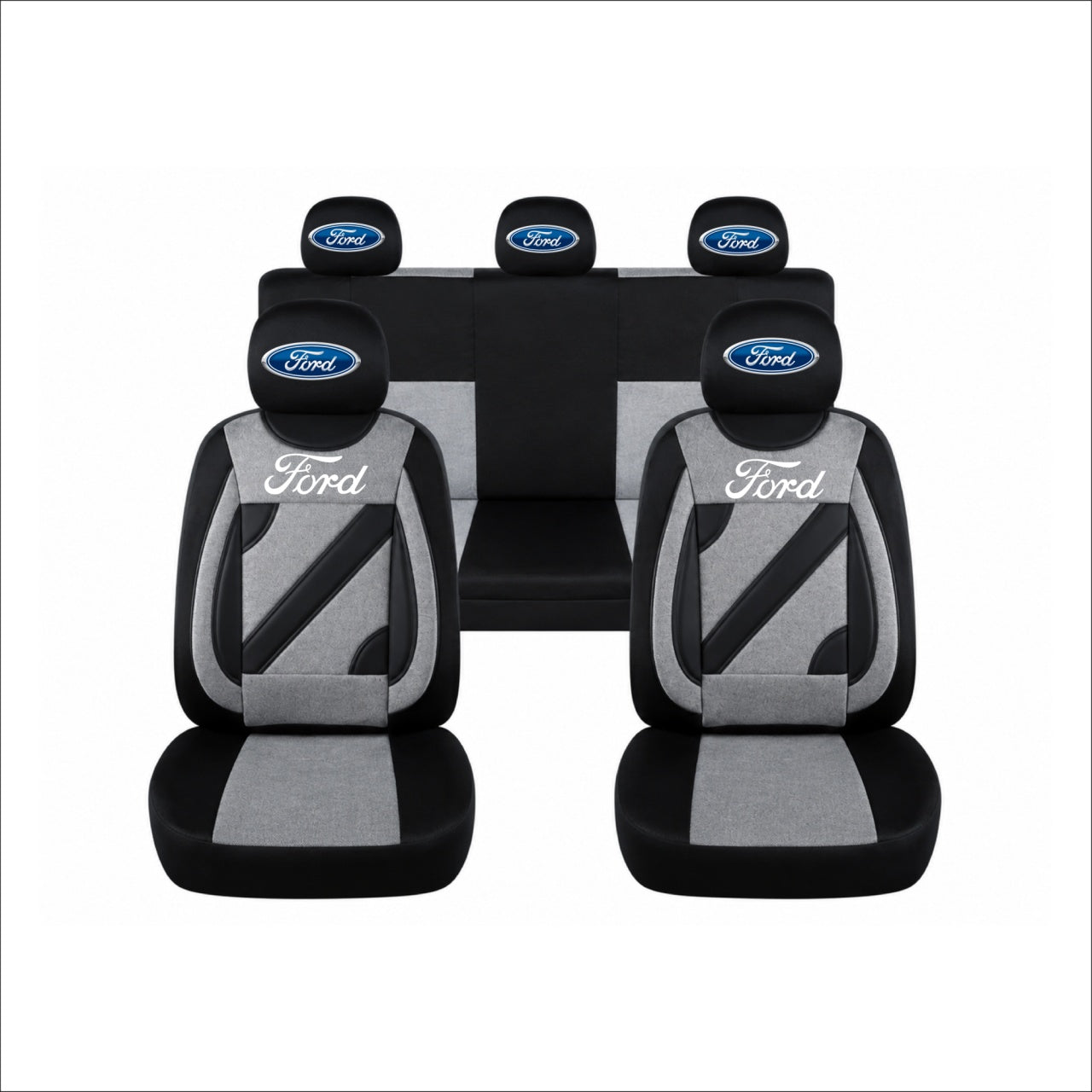 Set Huse Scaune Universale Nero Gri Personalizate cu Ford