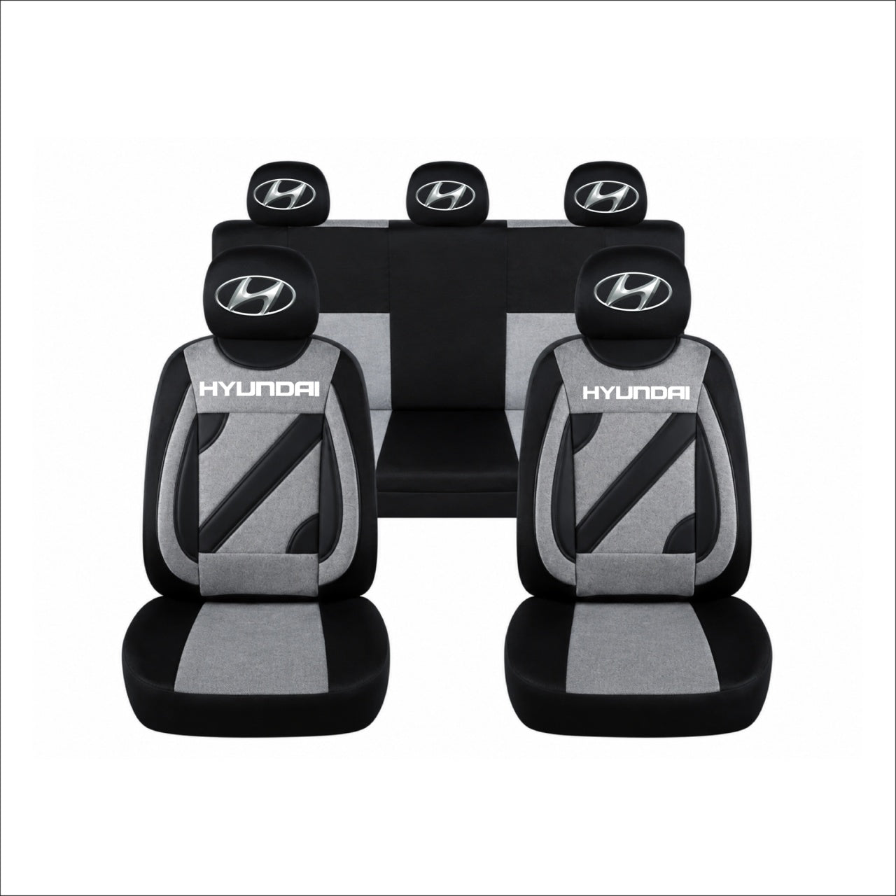 Set Huse Scaune Universale Nero Gri Personalizate cu Hyundai