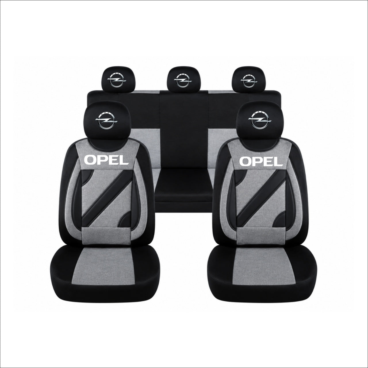 Set Huse Scaune Universale Nero Gri Personalizate cu Opel