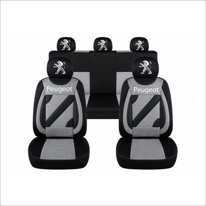 Set Huse Scaune Universale Nero Gri Personalizate cu Peugeot