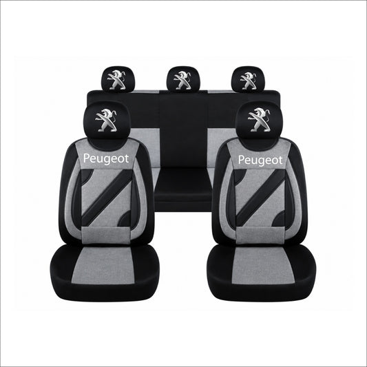 Set Huse Scaune Universale Nero Gri Personalizate cu Peugeot