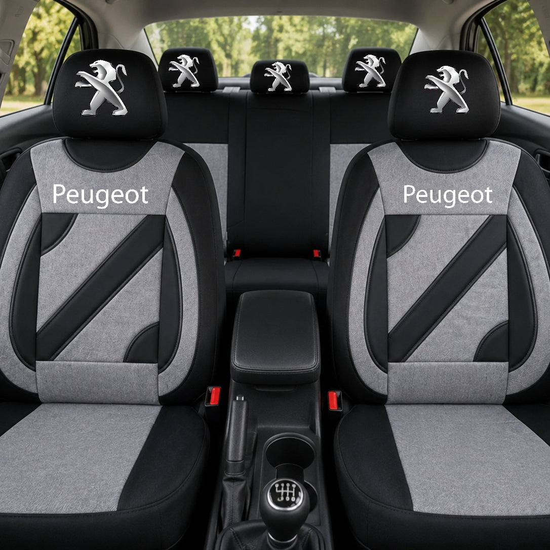 Set Huse Scaune Universale Nero Gri Personalizate cu Peugeot