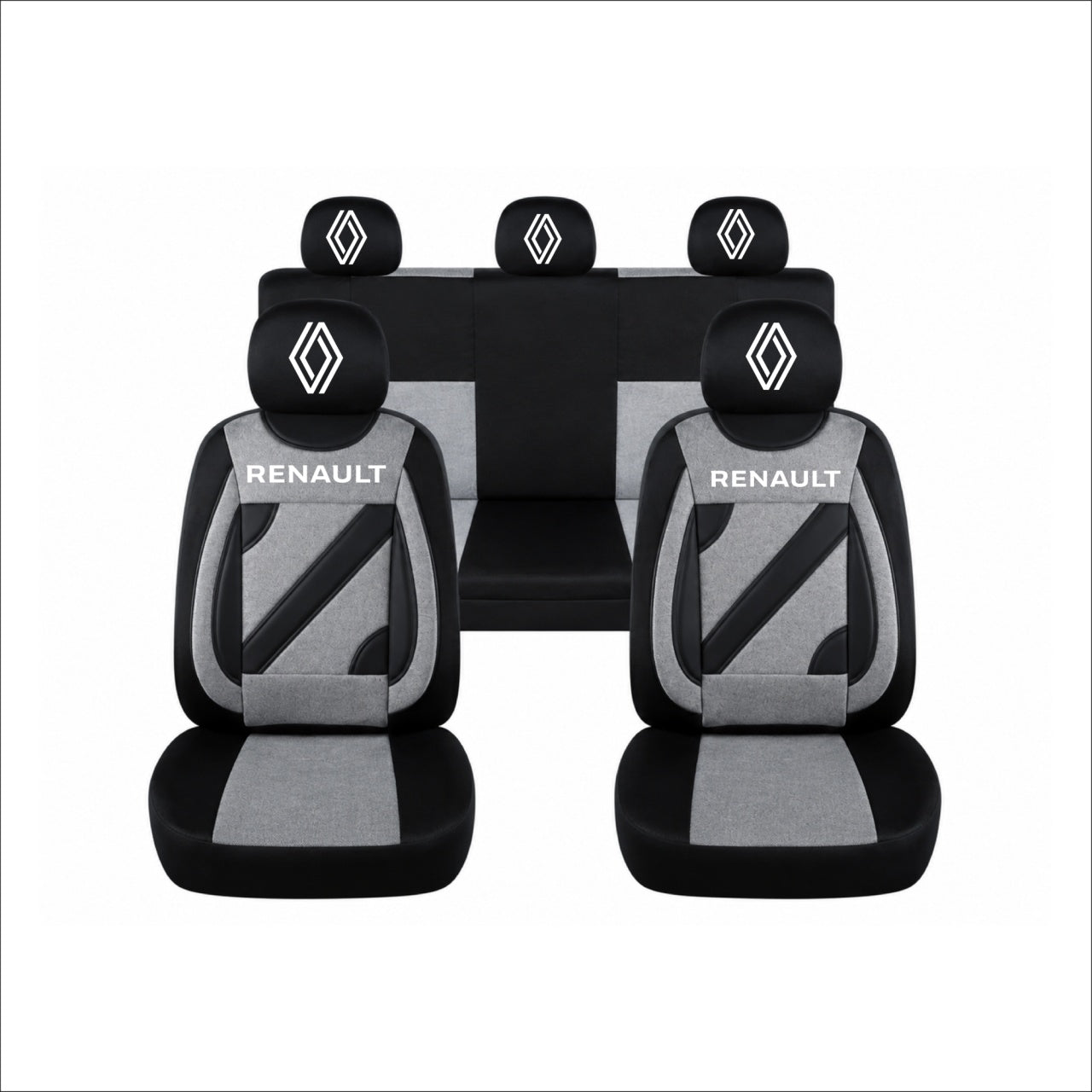 Set Huse Scaune Universale Nero Gri Personalizate cu Renault Nou