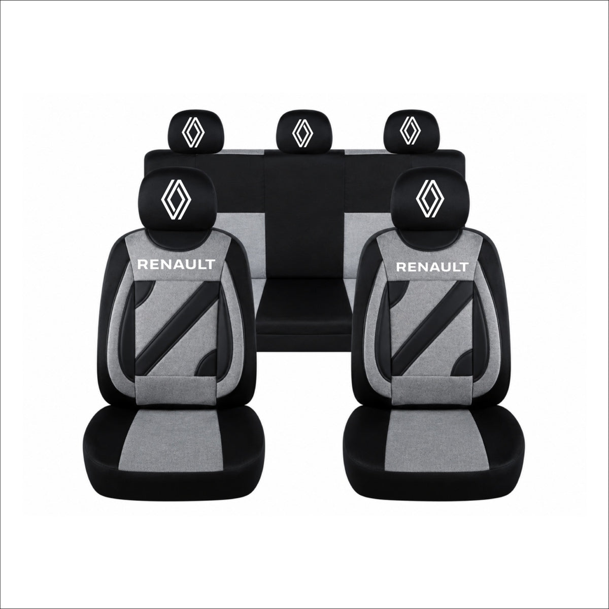Set Huse Scaune Universale Nero Gri Personalizate cu Renault Nou