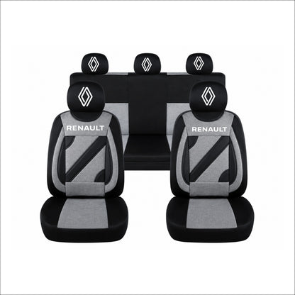 Set Huse Scaune Universale Nero Gri Personalizate cu Renault Nou