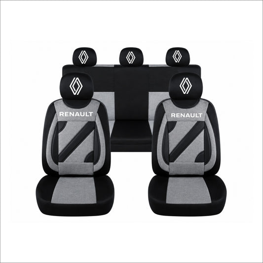 Set Huse Scaune Universale Nero Gri Personalizate cu Renault Nou