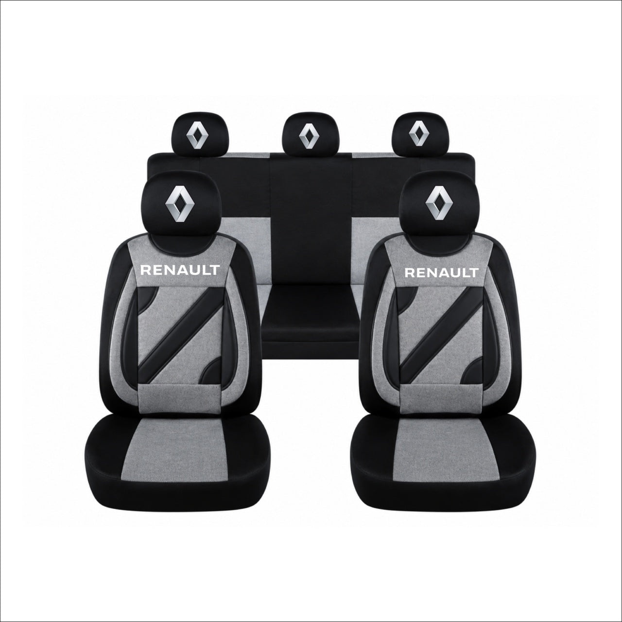 Set Huse Scaune Universale Nero Gri Personalizate cu Renault