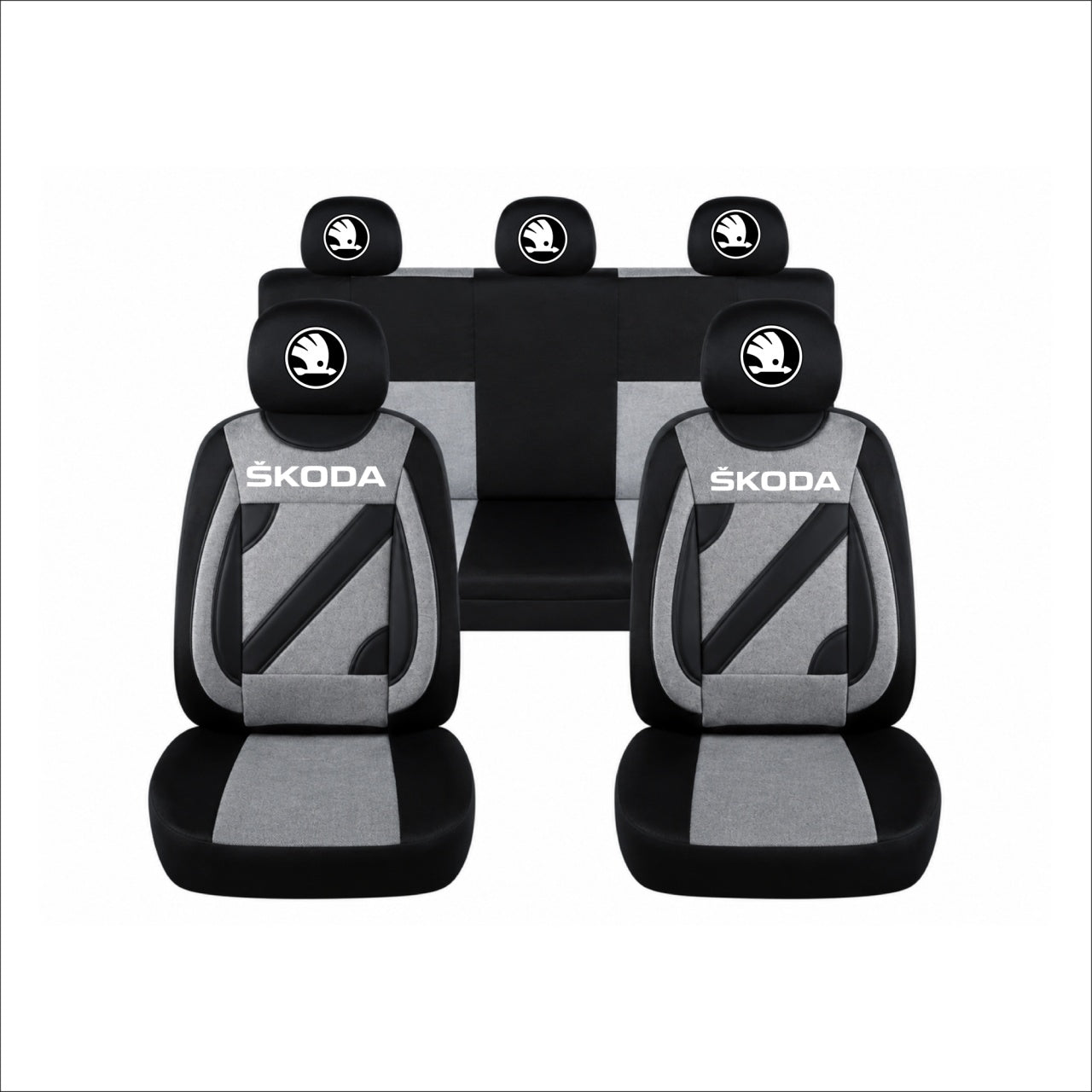 Set Huse Scaune Universale Nero Gri Personalizate cu Skoda Nou