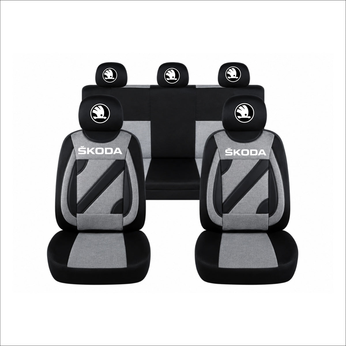 Set Huse Scaune Universale Nero Gri Personalizate cu Skoda Nou