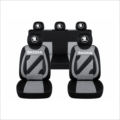 Set Huse Scaune Universale Nero Gri Personalizate cu Skoda Nou