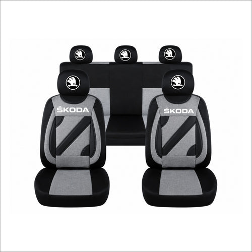 Set Huse Scaune Universale Nero Gri Personalizate cu Skoda Nou