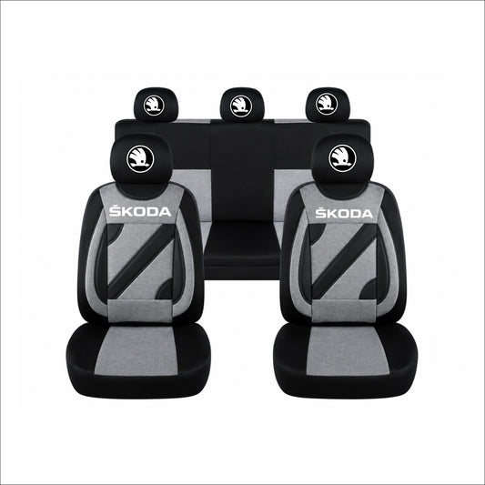 Set Huse Scaune Universale Nero Gri Personalizate cu Skoda Nou