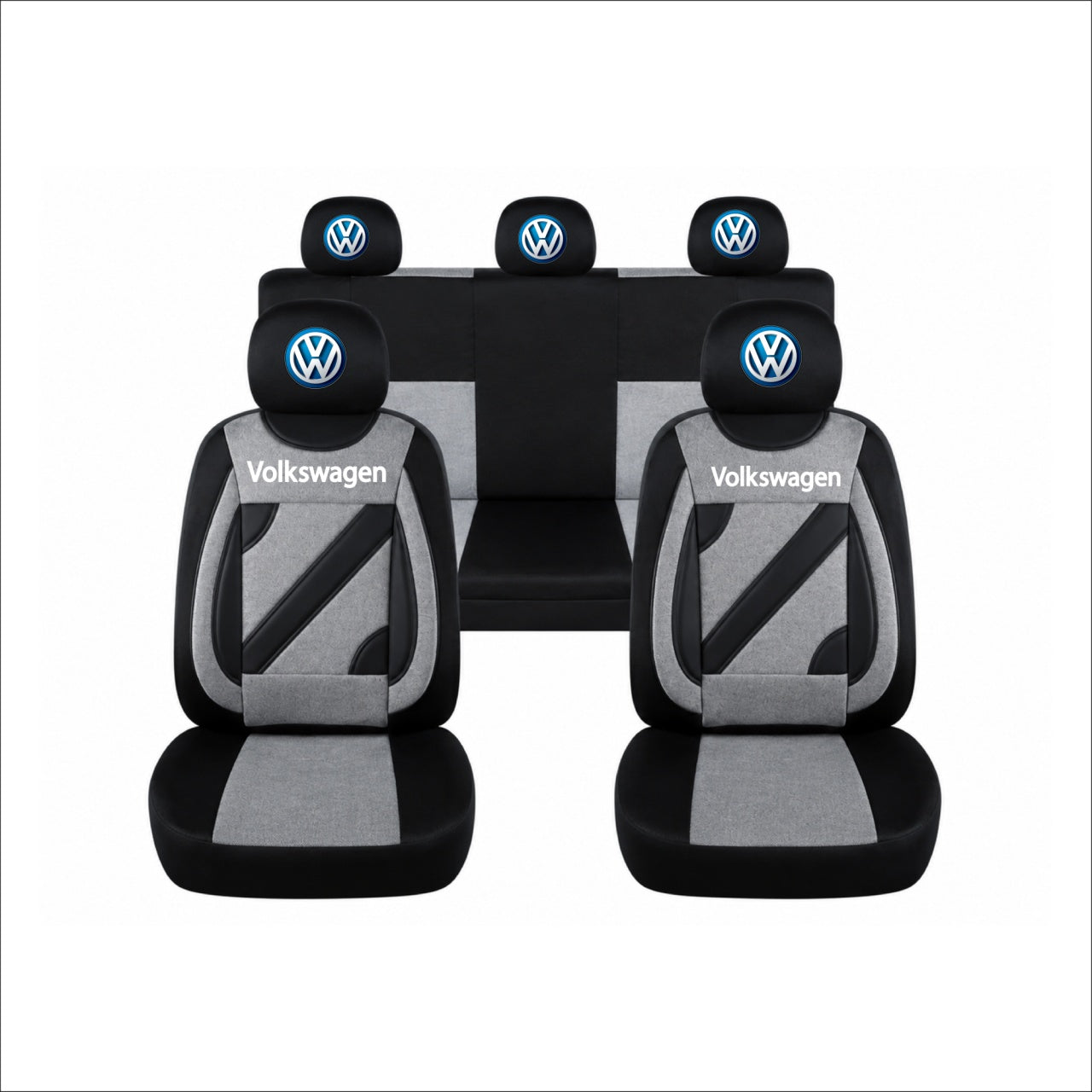 Set Huse Scaune Universale Nero Gri Personalizate cu Volkswagen