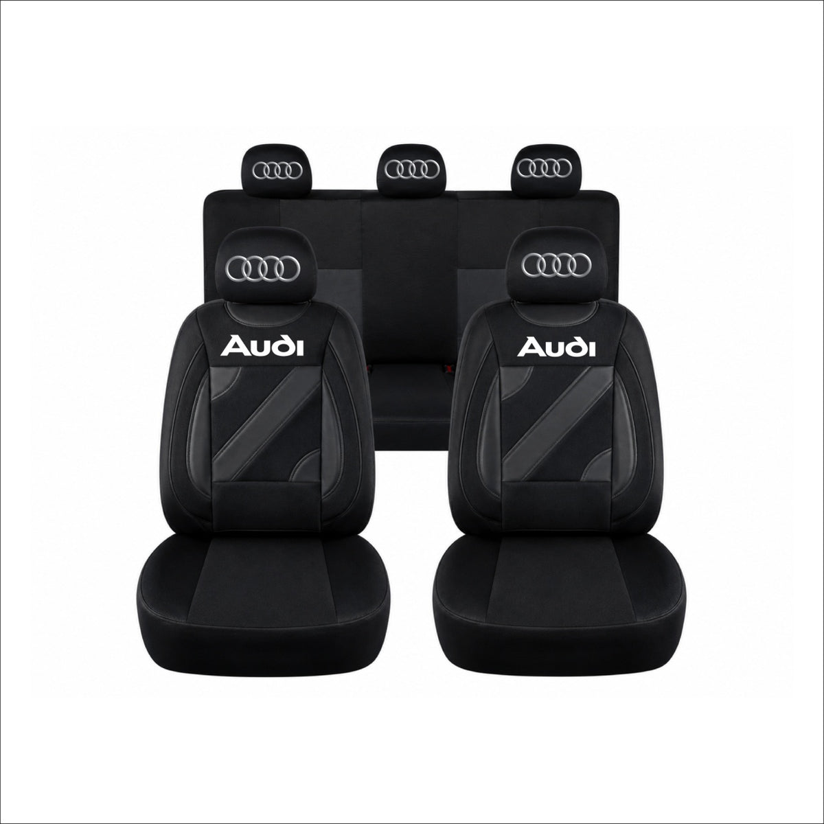 Set Huse Scaune Universale Nero Negru Personalizate cu Audi