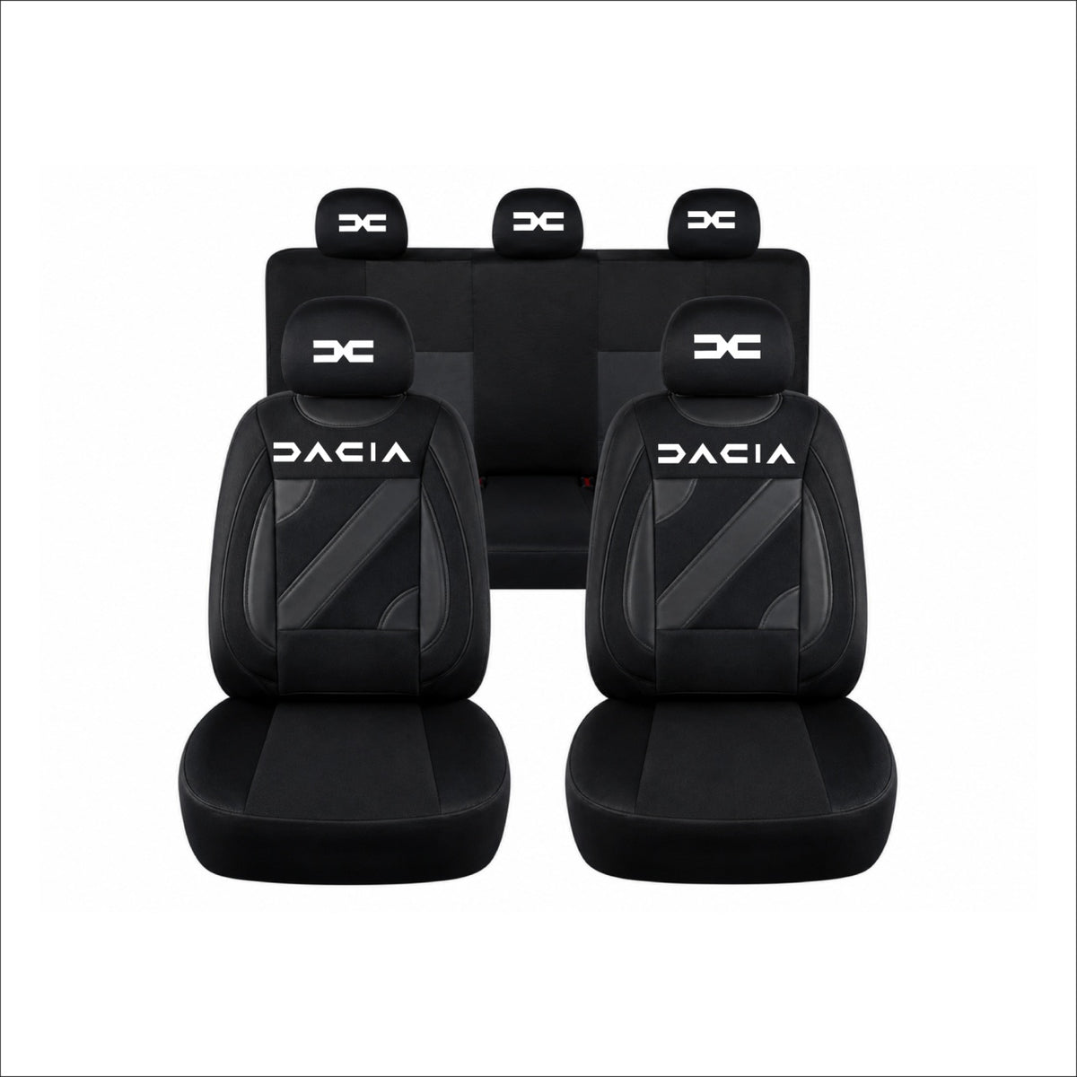 Set Huse Scaune Universale Nero Negru Personalizate cu Dacia Nou