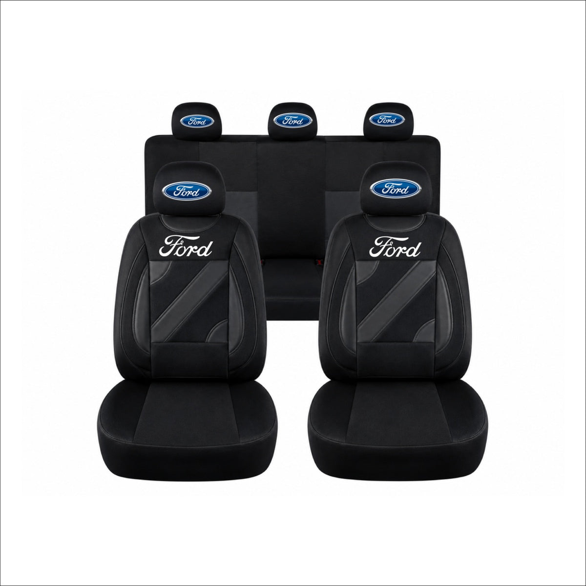 Set Huse Scaune Universale Nero Negru Personalizate cu Ford