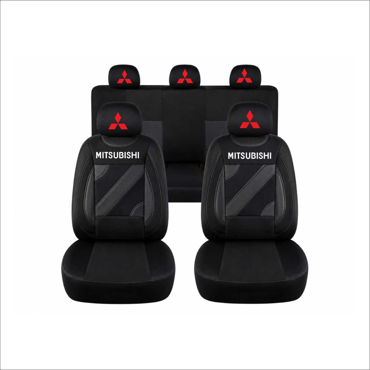 Set Huse Scaune Universale Nero Negru Personalizate cu Mitsubishi