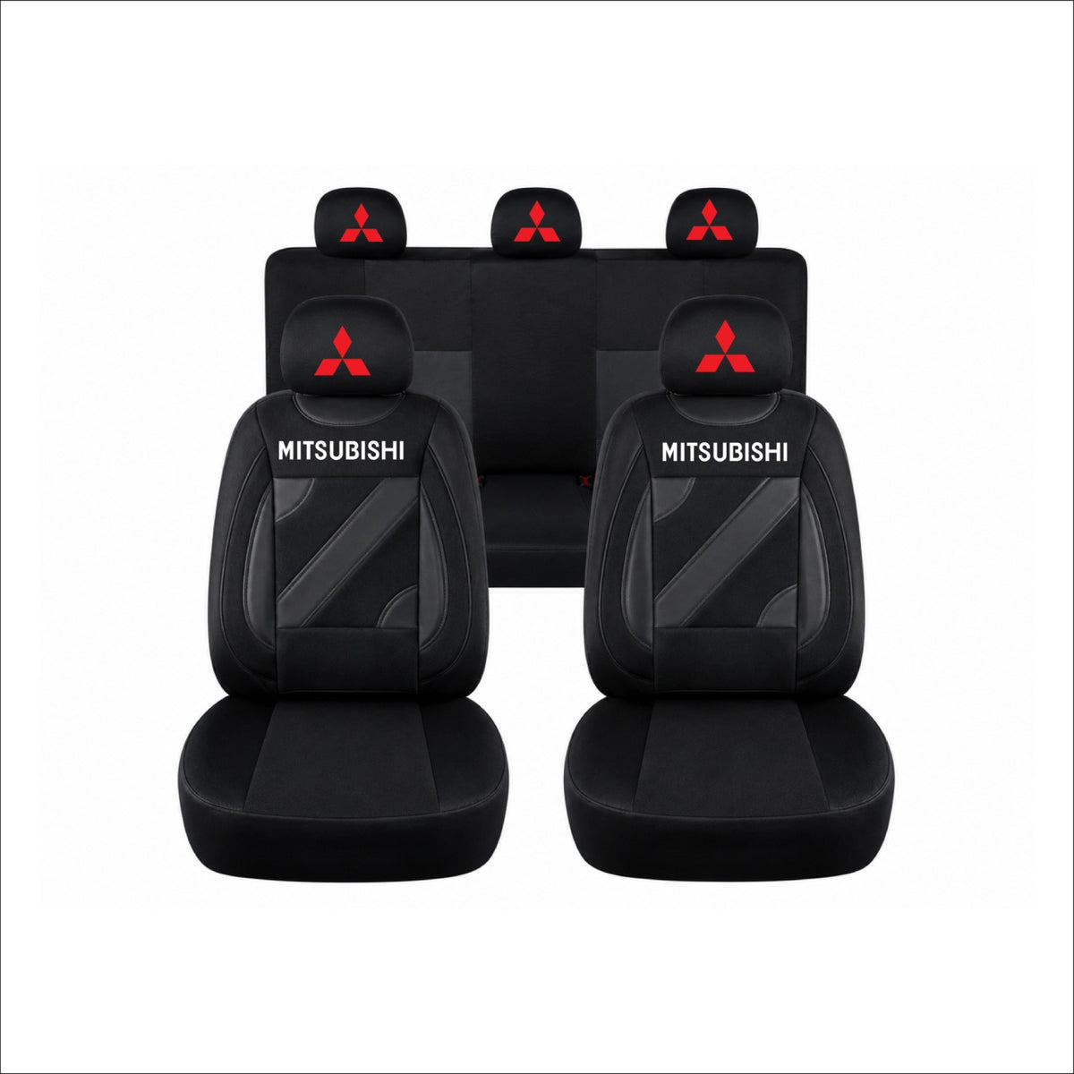 Set Huse Scaune Universale Nero Negru Personalizate cu Mitsubishi