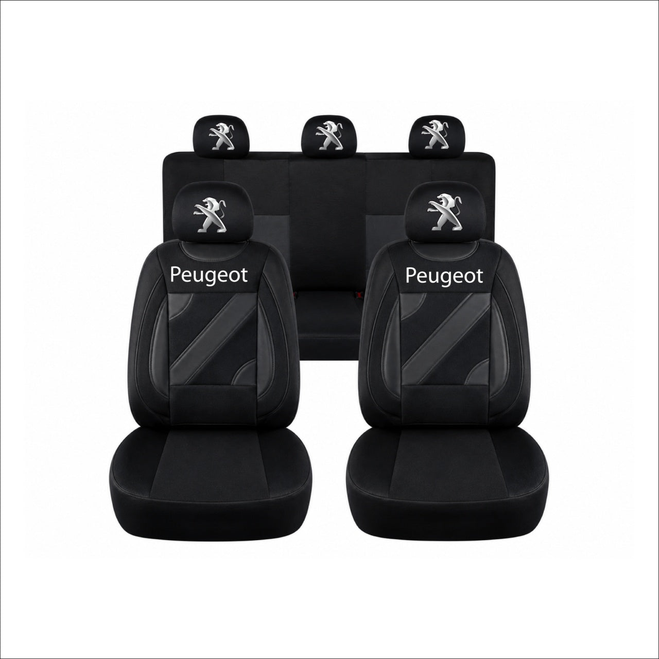Set Huse Scaune Universale Nero Negru Personalizate cu Peugeot