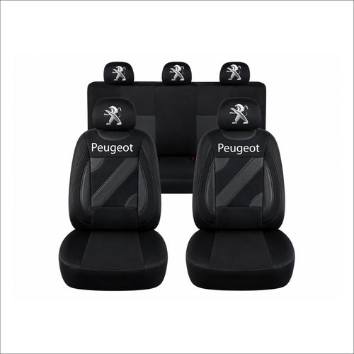 Set Huse Scaune Universale Nero Negru Personalizate cu Peugeot