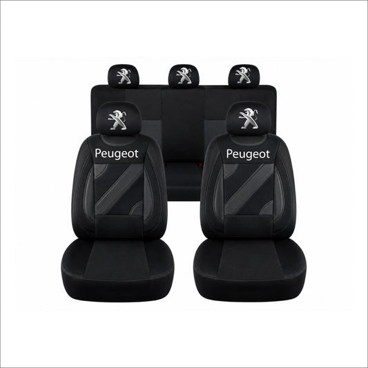 Set Huse Scaune Universale Nero Negru Personalizate cu Peugeot
