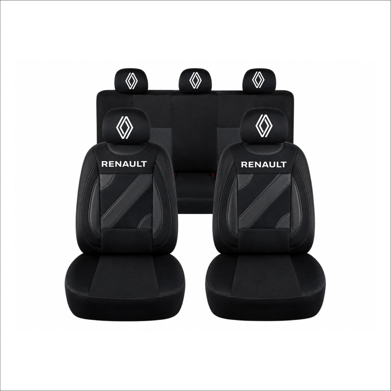 Set Huse Scaune Universale Nero Negru Personalizate cu Renault Nou