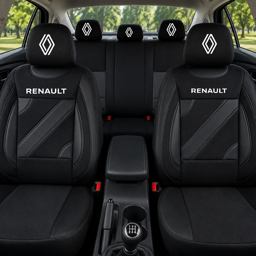 Set Huse Scaune Universale Nero Negru Personalizate cu Renault Nou