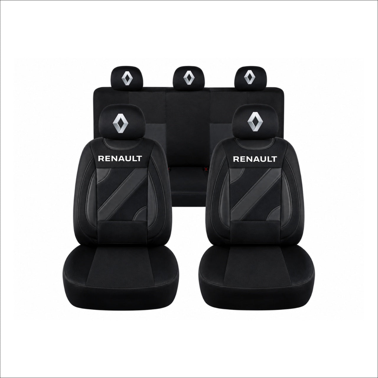 Set Huse Scaune Universale Nero Negru Personalizate cu Renault