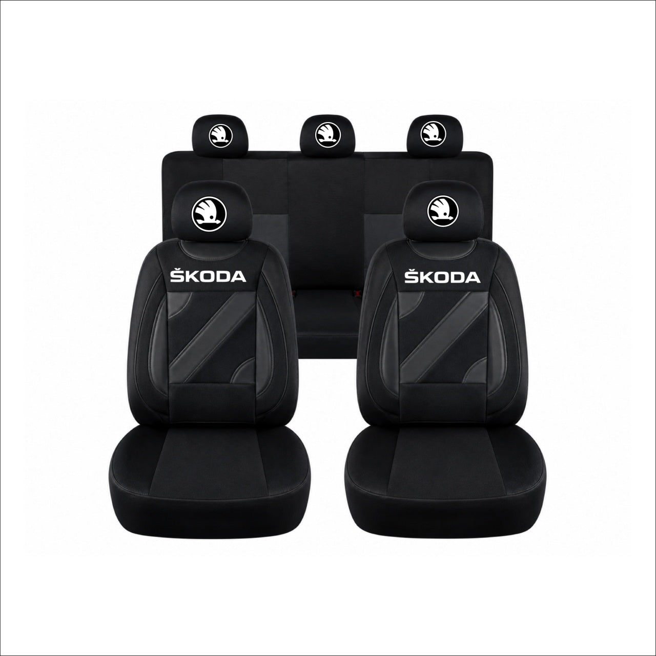 Set Huse Scaune Universale Nero Negru Personalizate cu Skoda Nou