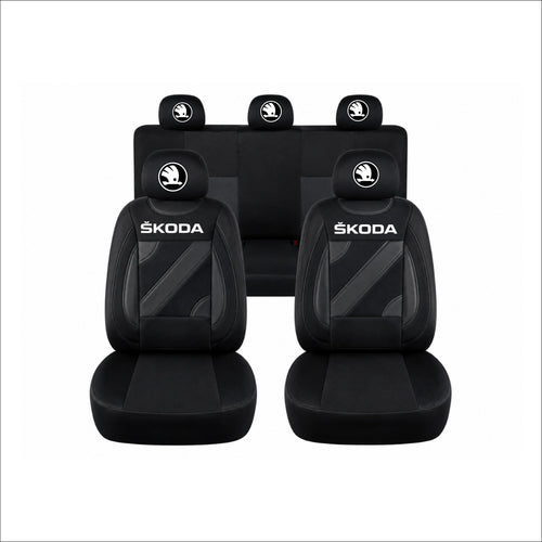 Set Huse Scaune Universale Nero Negru Personalizate cu Skoda Nou