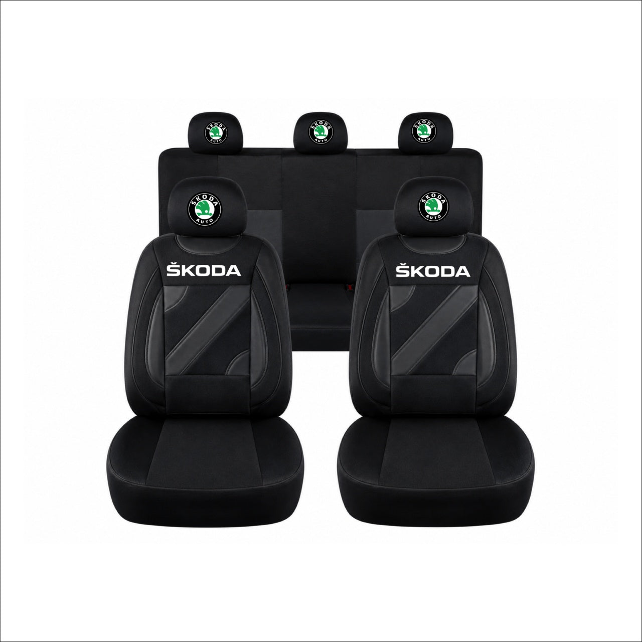 Set Huse Scaune Universale Nero Negru Personalizate cu Skoda
