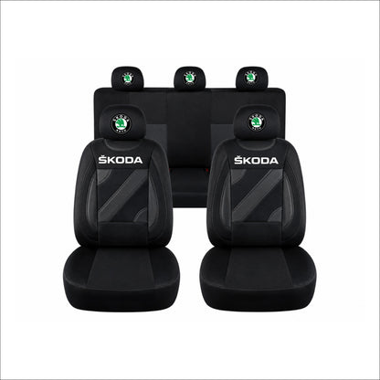 Set Huse Scaune Universale Nero Negru Personalizate cu Skoda