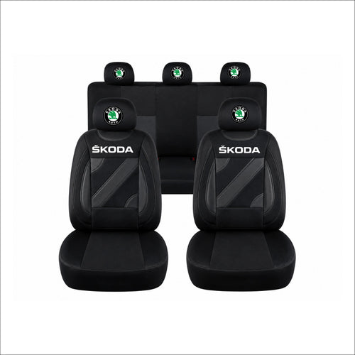 Set Huse Scaune Universale Nero Negru Personalizate cu Skoda