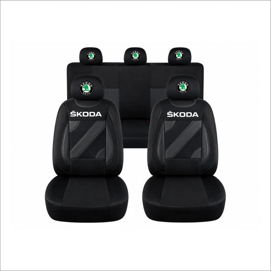 Set Huse Scaune Universale Nero Negru Personalizate cu Skoda