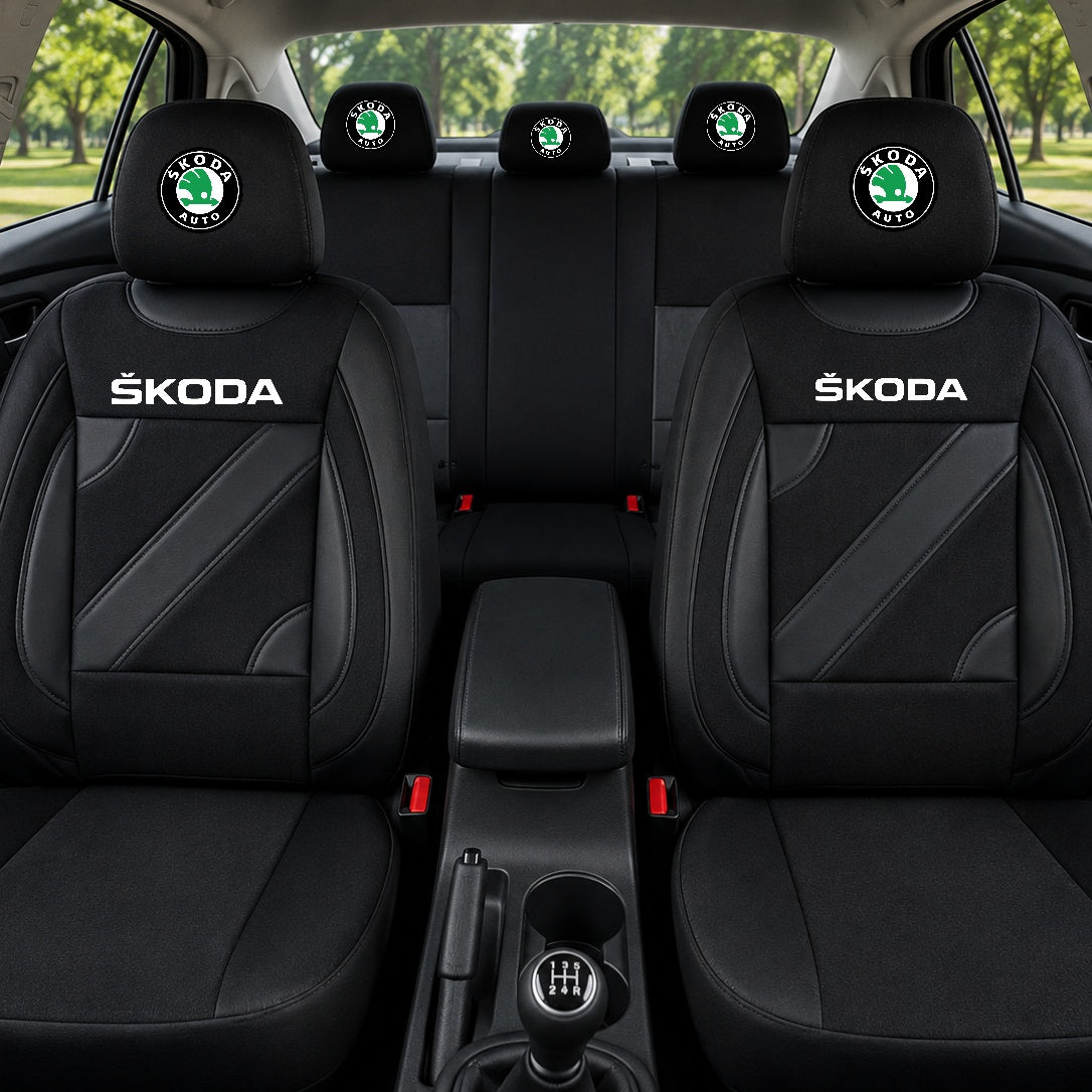 Set Huse Scaune Universale Nero Negru Personalizate cu Skoda