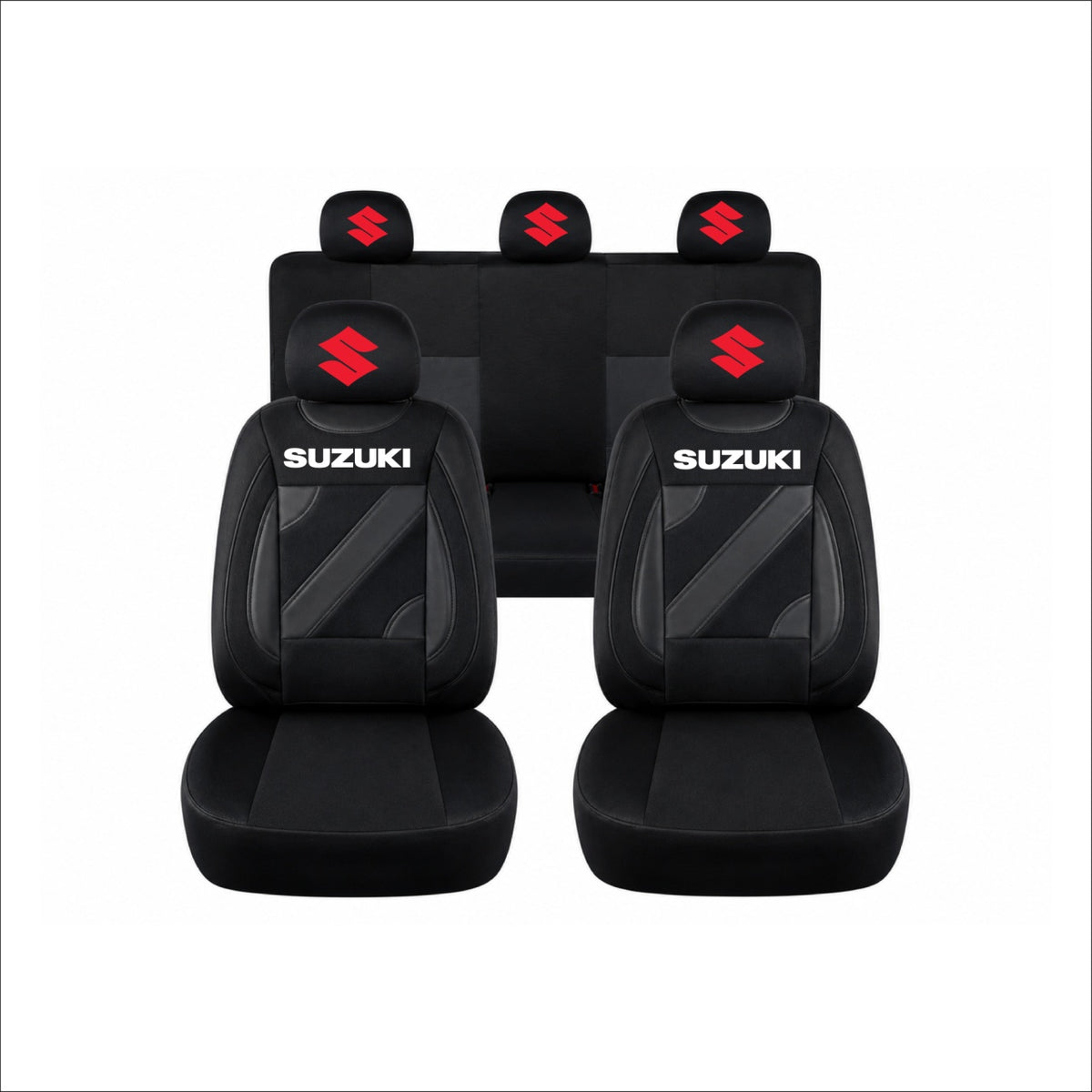 Set Huse Scaune Universale Nero Negru Personalizate cu Suzuki