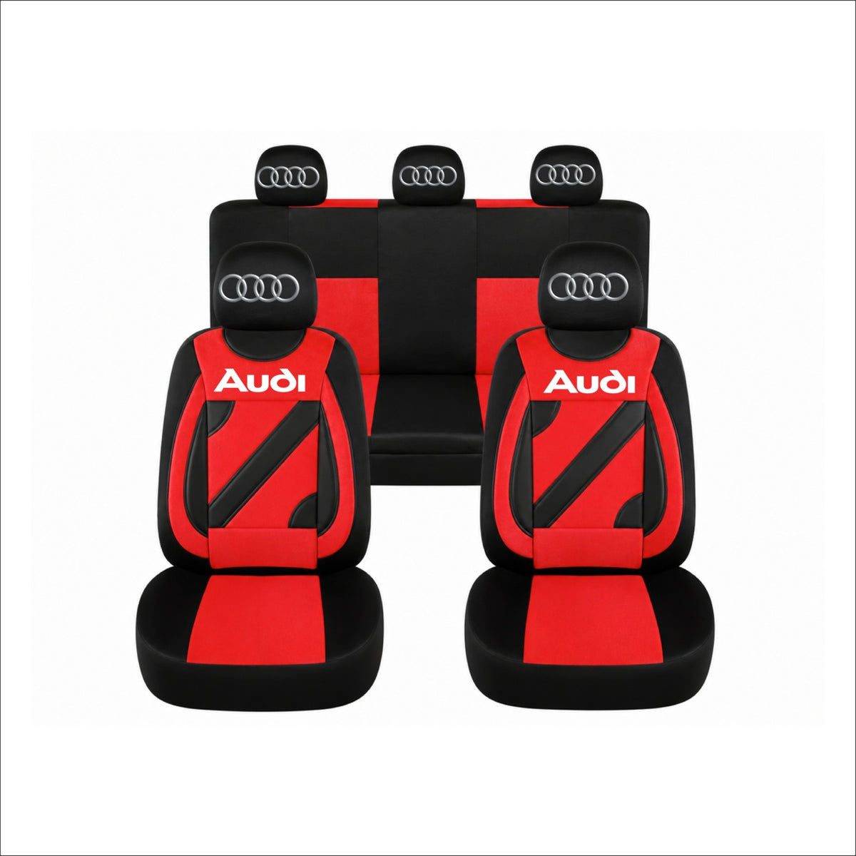 Set Huse Scaune Universale Nero Rosu Personalizate cu Audi
