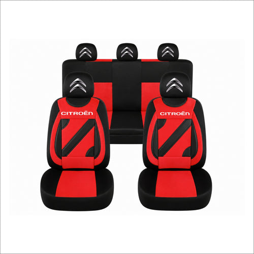 Set Huse Scaune Universale Nero Rosu Personalizate cu Citroen