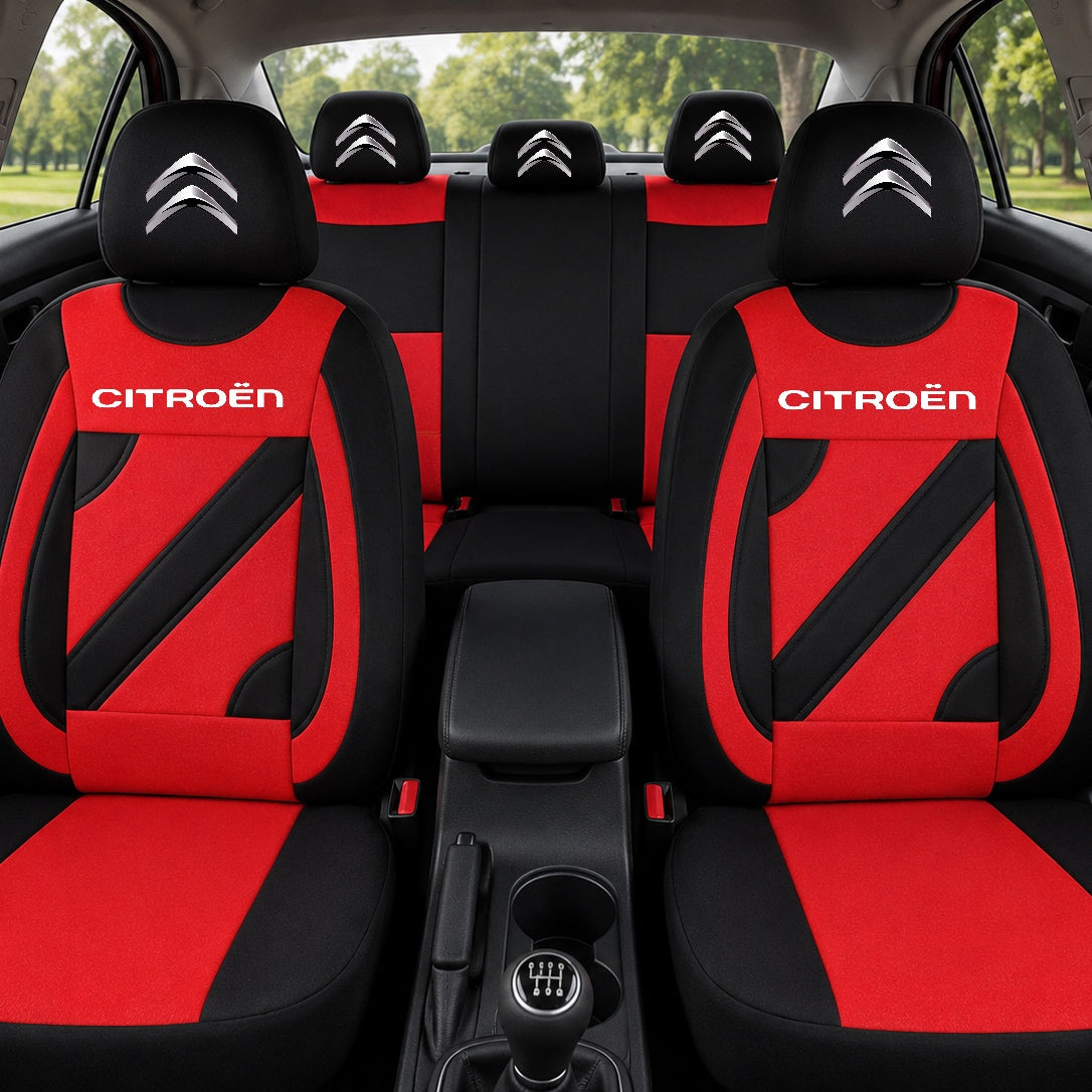 Set Huse Scaune Universale Nero Rosu Personalizate cu Citroen