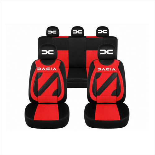 Set Huse Scaune Universale Nero Rosu Personalizate cu Dacia Nou